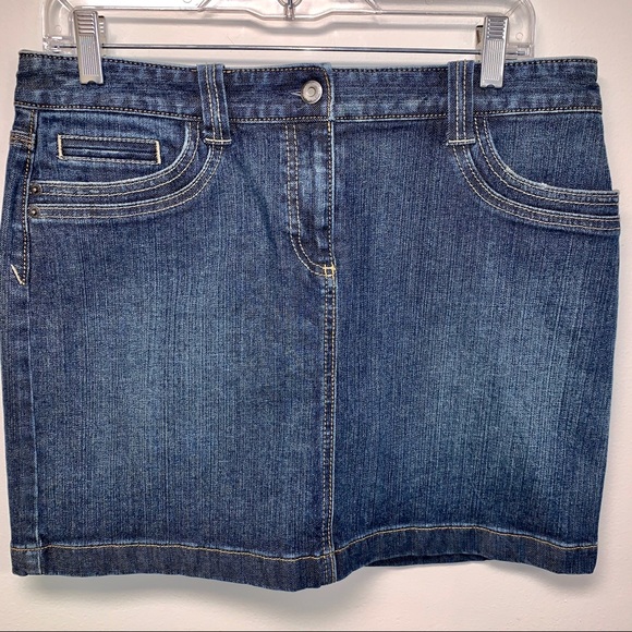 Loft Distressed Denim Jean Mini Skirt - Picture 1 of 9